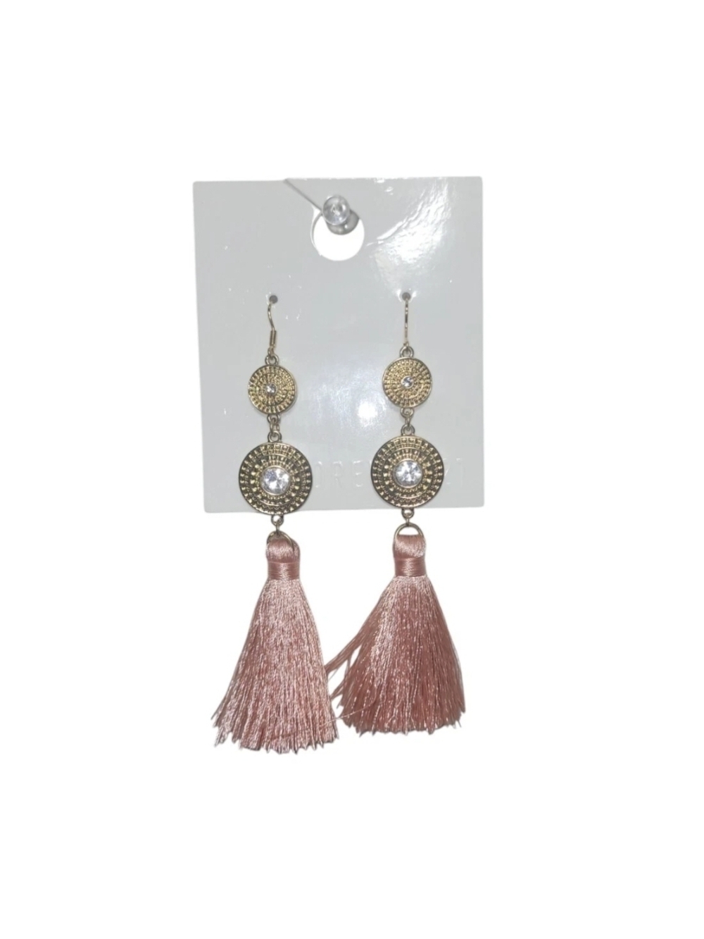 Forever 21 Lightweight Gold Tone w/ Peach Tassel Long Earrings New